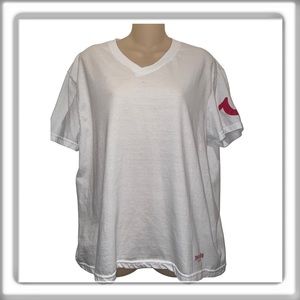 True Religion Women’s White Short Sleeve V Neck Cotton Tee Shirt Size Large